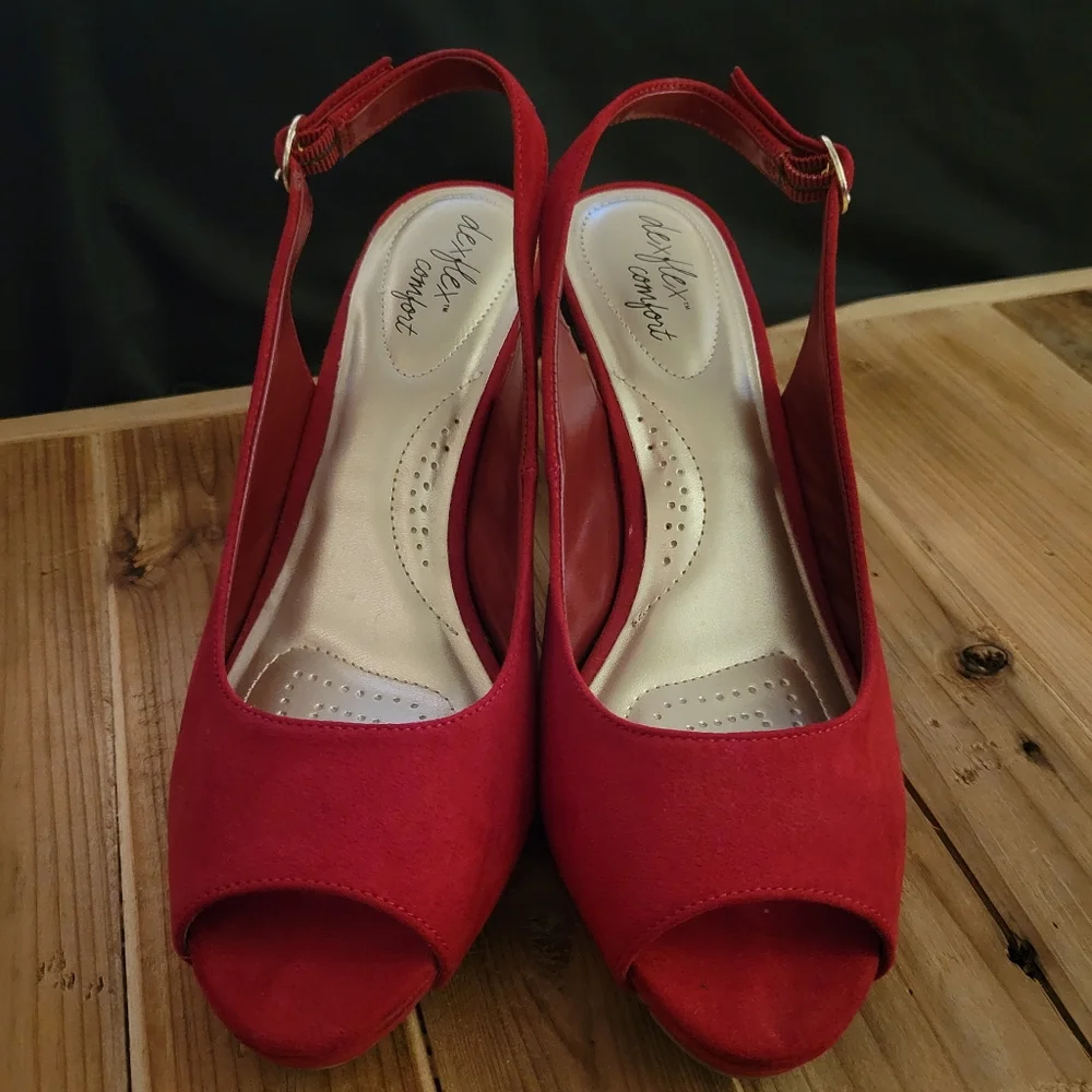 Red Suede Heels - Picture 4 of 5